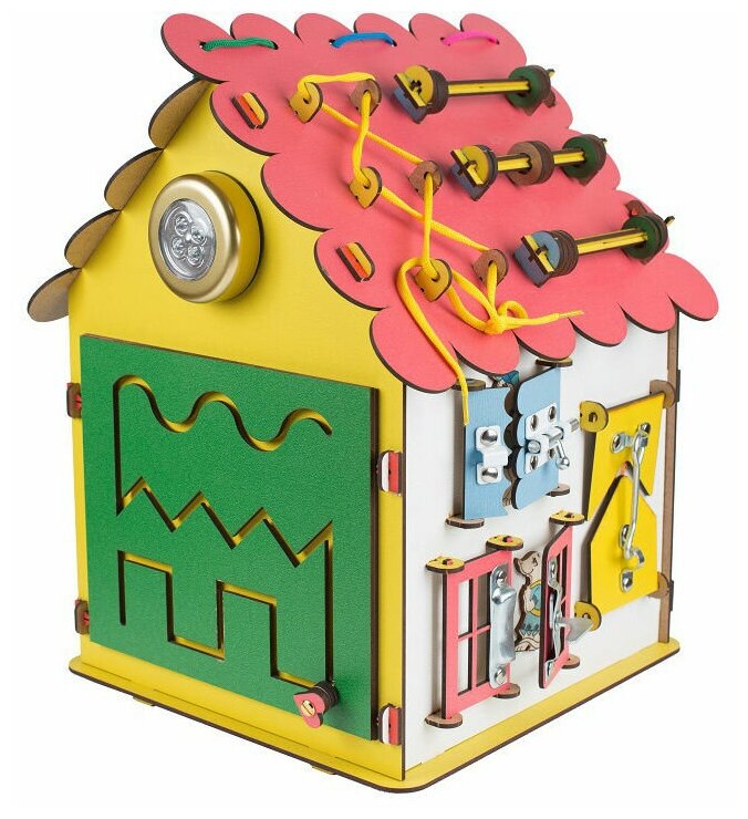 Развивающая игрушка Большой Слон бизи-борд "Бизи-Дом" (дерево, свет) 0027