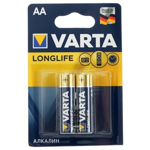 varta батарейка литиевая varta ultra aa fr14505 2bl 1 5 в блистер 2 шт Varta Батарейка алкалиновая Varta LongLife, AA, LR6-2BL, 1.5В, блистер, 2 шт.