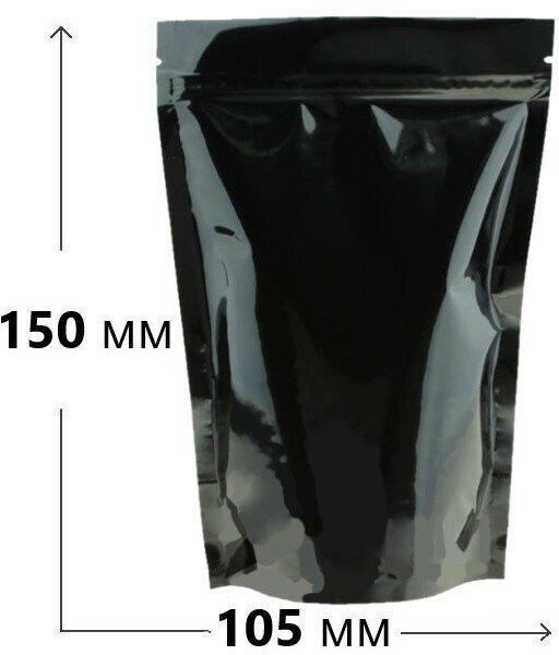 Пакет дой-пак металлизированный черный 105*150 мм. - 100 штук - фотография № 2