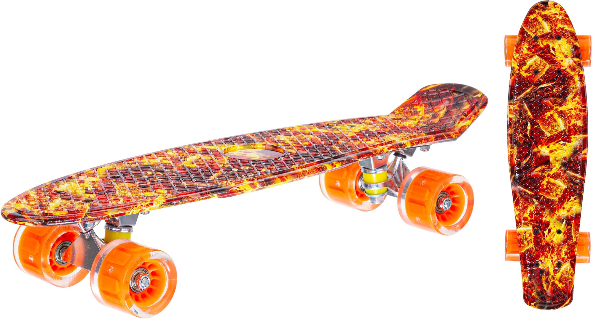 Скейтборд пластиковый детский. оранжевый с принтом. арт. IT106603