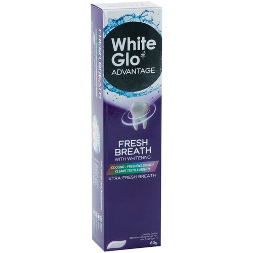 Купить Вайт Гло зубная паста 80 грамм отбеливающая Свежее дыхание, White Glo, фиолетовый, Зубная паста