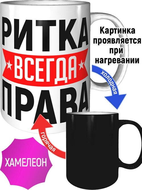 Кружка Ритка всегда права - с проявление картинки от тепла