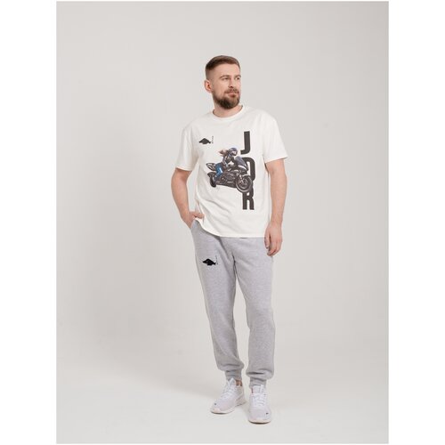 фото Футболка sych футболка с принтом "гонщица на байке" (м / cotton 95%, lycra 5% / белый (тофу))