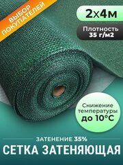 Сетка фасадная зеленая затеняющая для забора 35 г/м2, 2 х 4 м, зеленая затеняющая в отрезке