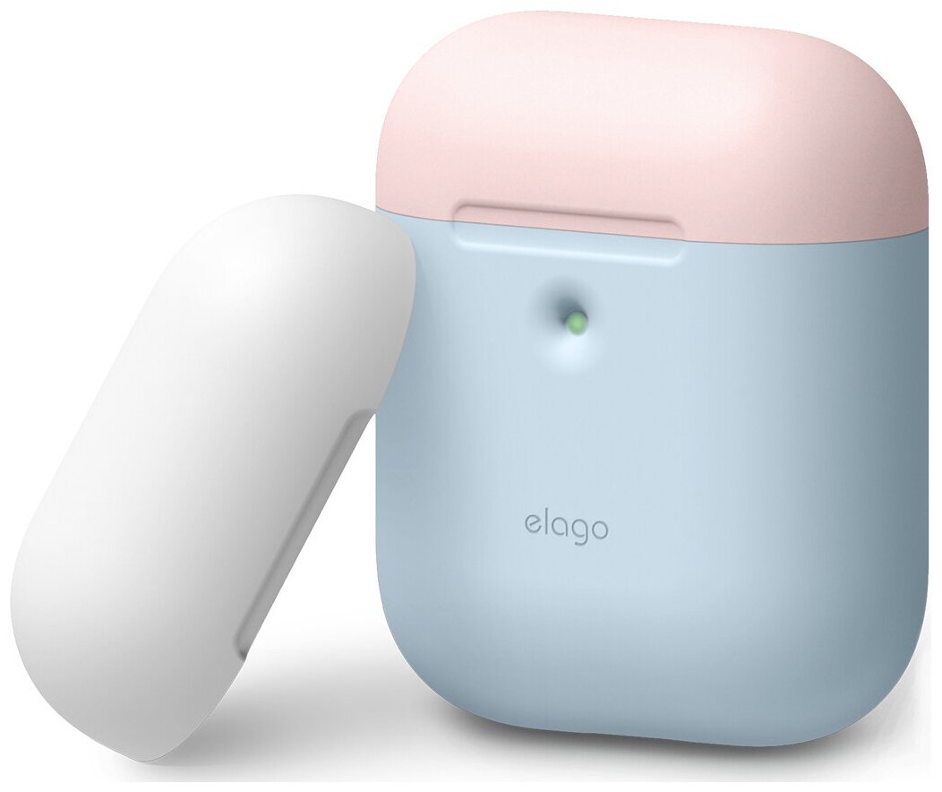 Чехол Elago для AirPods wireless Silicone DUO Pastel Blue с крышками Pink и White