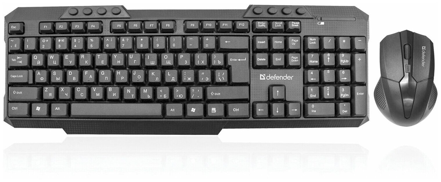 Набор беспроводной DEFENDER Jakarta C-805, клавиатура, мышь 3 кнопки+1 колесо-кнопка, черный, 45805 1 шт .