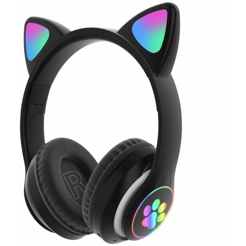 Детские беспроводные наушники Bluetooth со светящимися ушками чёрные 68900₽