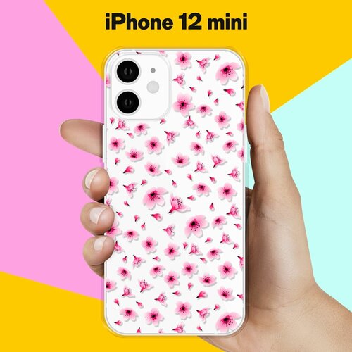 Силиконовый чехол Цветы розовые на Apple iPhone 12 mini силиконовый чехол розовые цветы на apple iphone 8 plus