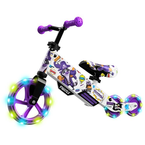 фото Алюминиевый беговел-трансформер для малышей со свет.колесами small rider turbo bike (фиолетовый)