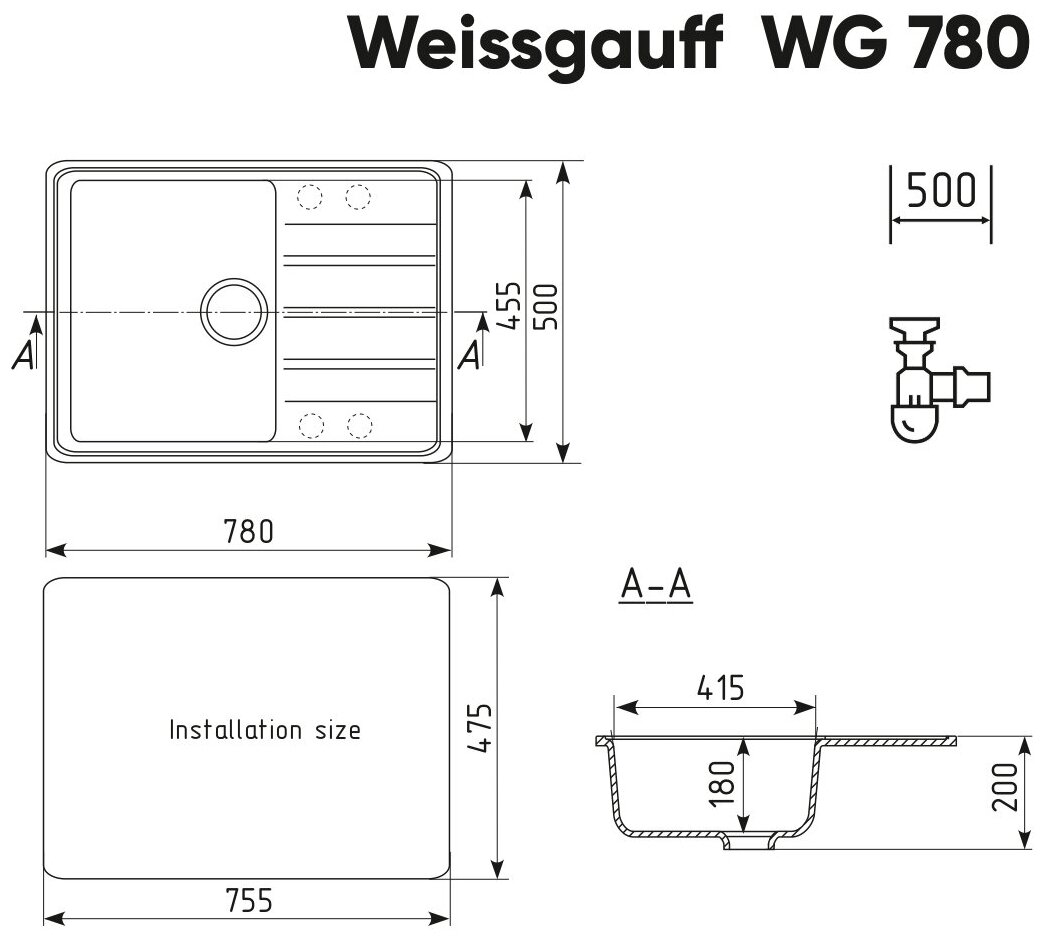 Мойка Weissgauff WG 78007 Deep Black - фотография № 2