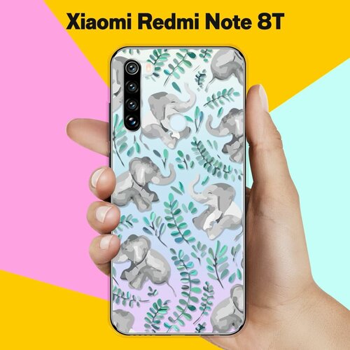 Силиконовый чехол Узор из слонов на Xiaomi Redmi Note 8T силиконовый чехол узор из авокадо на xiaomi redmi note 8t