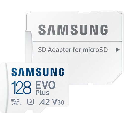 Карта памяти MicroSDXC 128Gb Samsung EVO Plus + SD адаптер (MB-MC128KA) (MB-MC128KA/RU) samsung evo plus micro 32gb адап 20 95 mb s