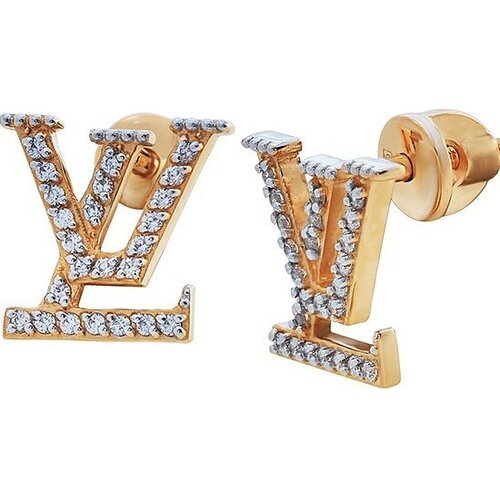 Серьги Золотая подкова, красное золото, 585 проба, фианит