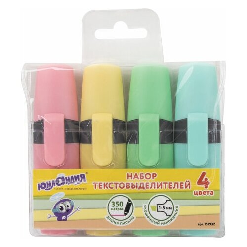 фото Набор текстовыделителей юнландия 4 шт., юнландия "классика пастель", линия 1-5 мм, 151932