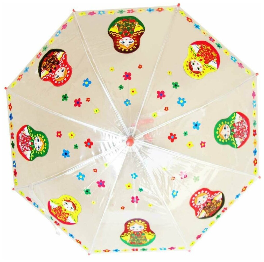 Зонт детский трость Матрешка 35D-34-02 цв.прозрачный #149603 