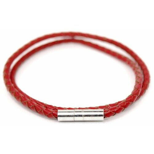 Плетеный браслет Handinsilver ( Посеребриручку ) Браслет плетеный кожаный с магнитной застежкой, 1 шт., размер 16 см, красный браслет многослойный плетеный с магнитной застежкой