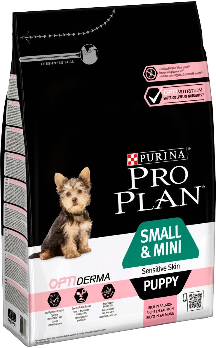 PRO PLAN OPTIDERMA PUPPY SMALL & MINI SENSITIVE SKIN для щенков маленьких пород с чувствительной кожей с лососем и рисом (0,7 кг)