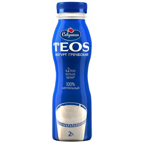 Йогурт питьевой Савушкин Teos Греческий Натуральный 2% 300г