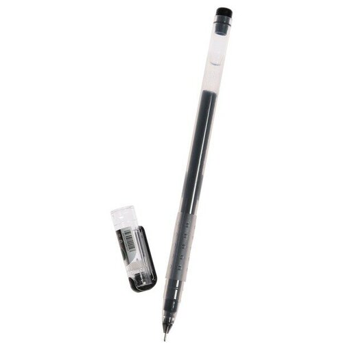 Ручка гелевая, 0.38 мм, чёрный, прозрачный корпус, бесстержневая, игольчатый пишущий узел(12 шт.)