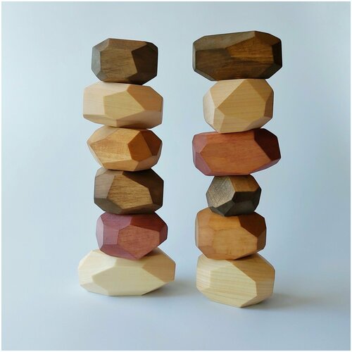 деревянные игрушки кузя тут горизонтальная пирамидка монтессори Настольная игра для всей семьи Туми Иши Гора камней Семь пород