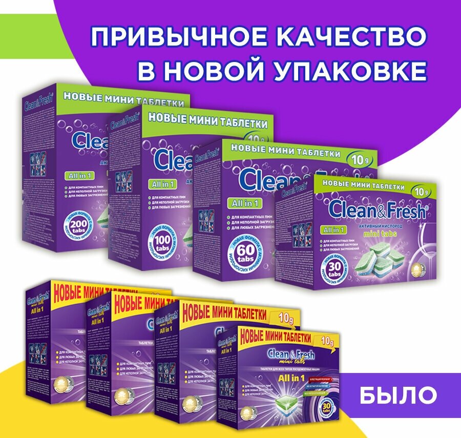 Таблетки для посудомоечной машины Clean & Fresh All in 1 mini