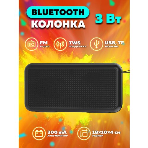 Колонка портативная с радио и блютуз маленькая F66 Черная 44600₽