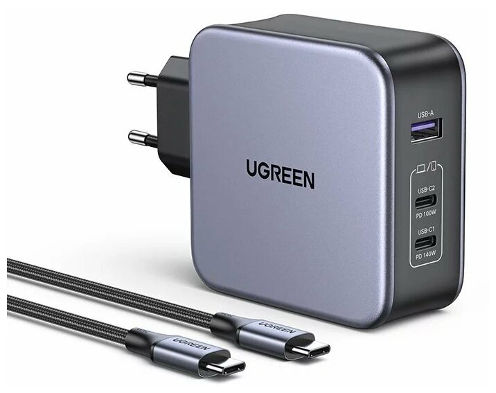 Сетевое зарядное устройство UGREEN CD289 (90549) USB-A+2*USB-C 140W GaN Tech Fast Charger