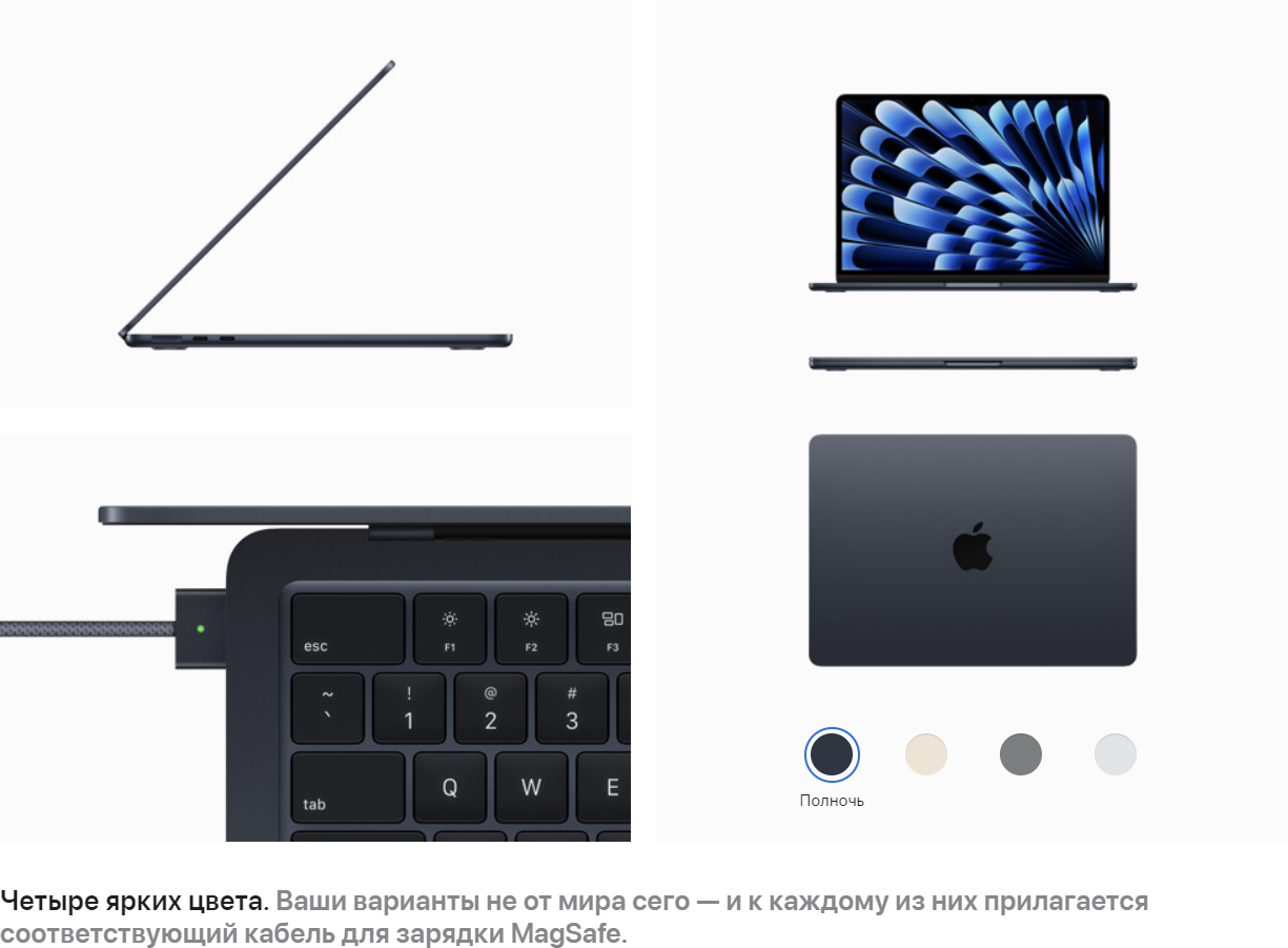 Ноутбук Apple MacBook Air A2941, 15.3", IPS, Apple M2 8 core 8ГБ, SSD 256ГБ, серый космос (mqkp3ru/a) - фото №13