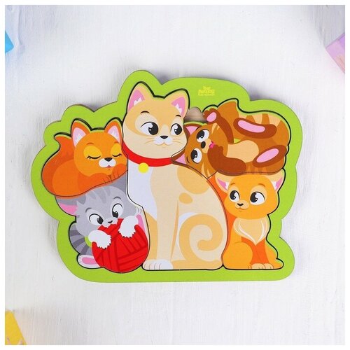 плакат кошка с котятами Головоломка «Кошка с котятами» для самых маленьких