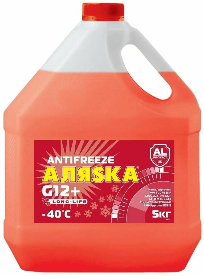 Антифриз Аляска Long Life G12+ готовый -40C красный 5 кг 5083