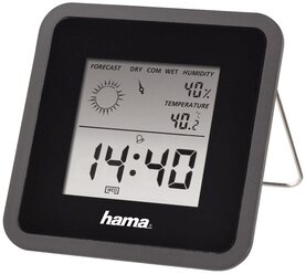 Метеостанция Hama TH50, измерение влажности, часы, прогноз погоды, чёрная