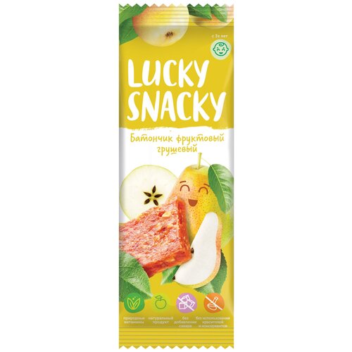 Фруктовый батончик Lucky Snacky без сахара грушевый, 30 г