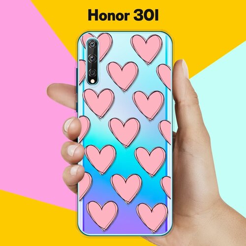 Силиконовый чехол Узор из сердец на Honor 30i силиконовый чехол на honor 30i узор из такс для хонор 30 ай