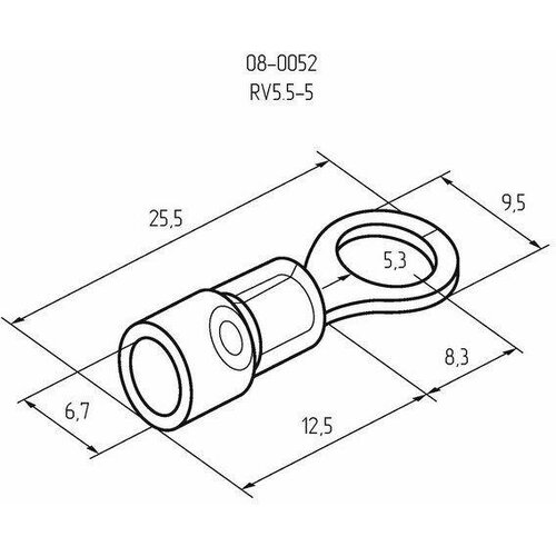 наконечник кольцевой изолированный нки d5 3мм 4 6кв мм vr5 5 5 код 08 0052 rexant упак 70шт Наконечник кольцевой изолированный (НКИ d5.3мм) 4-6кв. мм (VR5.5-5) | код 08-0052 | Rexant ( упак.70шт.)