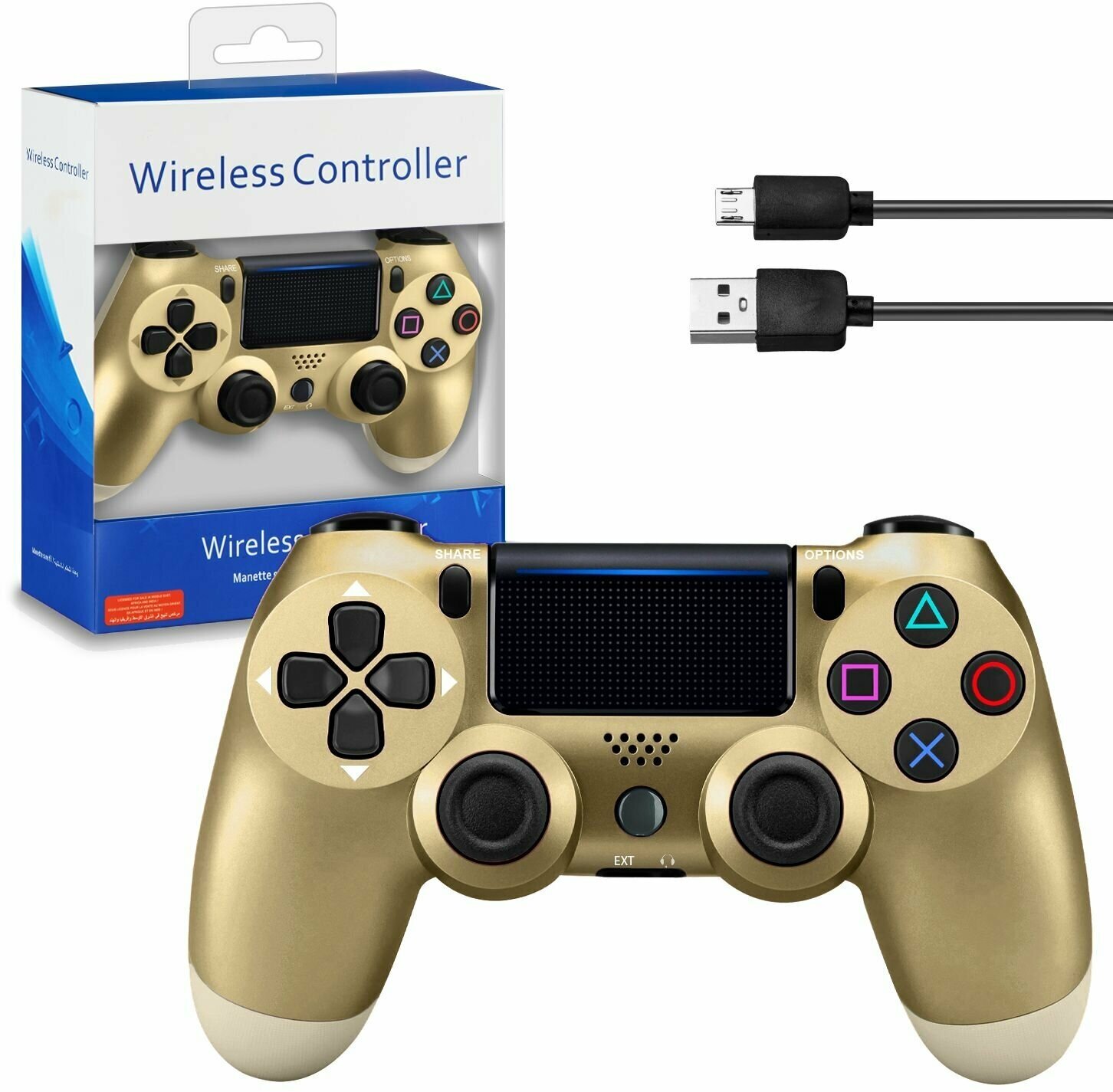Геймпад для игровой приставки джойстик дуалшок смартфона ПК Sony PlayStation PS4 DualShock Bluetooth беспроводной золото
