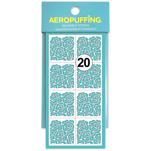 Aeropuffing, многоразовый силиконовый трафарет для ногтей №20 (розочки), бесцветный  - Купить