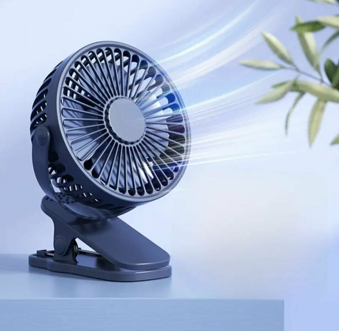 Бесшумный настольный вентилятор для дома для офиса с прищепкой черный - фотография № 5