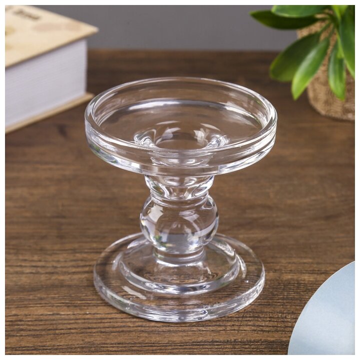 Подсвечник стекло на 1 свечу "Креманка" прозрачный 8,5х8,5х8,5 см - фотография № 1