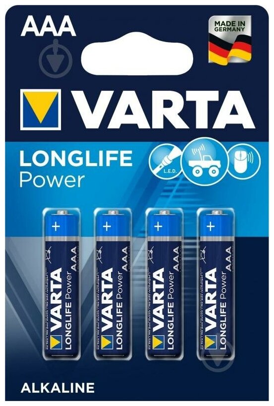 Батарея Varta Longlife Power, AAA (LR03/24А), 1.5V, 4 шт