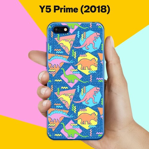 Силиконовый чехол на Huawei Y5 Prime 2018 Узор из динозавров 50 / для Хуавей У5 Прайм 2018