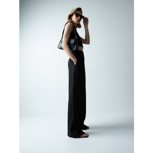 фото Zarina брюки-палаццо, цвет черный, размер xs (ru 42)
