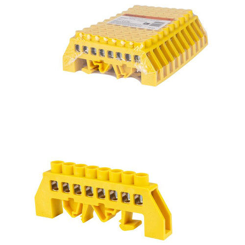 шина tdm n нулевая в изоляторе на din рейку 8x12мм 6 групп sq0801 0076 16088176 Tdm Шина PE земля на DIN-рейку 8x12мм 8 групп SQ0801-0215