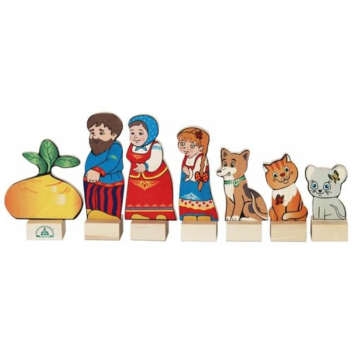 набор краснокамская игрушка персонажи сказки репка н 19 Краснокамская игрушка Кукольный театр из дерева Репка (Н-19) разноцветный
