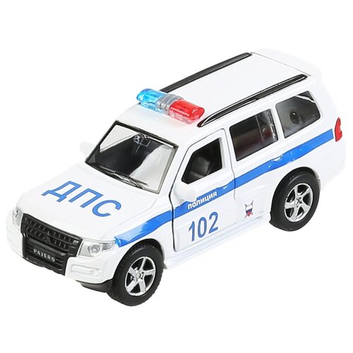 Полицейский автомобиль ТЕХНОПАРК Mitsubishi Pajero Полиция (SB-17-61-MP-P(W)-WB) 1:132, 12 см, белый машина металлическая технопарк mitsubishi pajero полиция 12 см открываются двери и багажник sb 17 61 mp p w wb