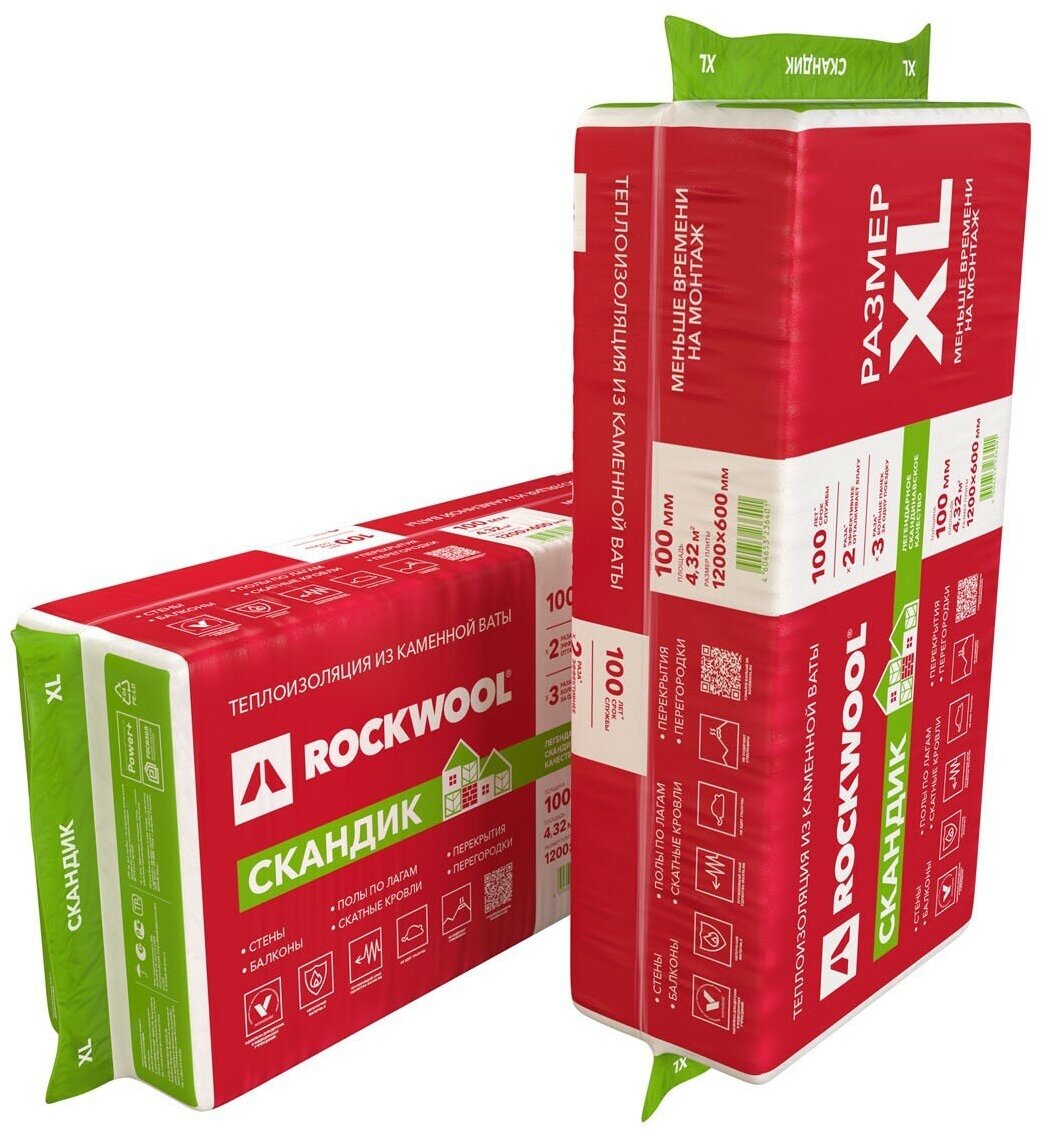 Теплоизоляция Rockwool Лайт Баттс Скандик, XL 100 мм - фотография № 4