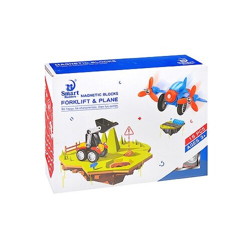 Конструктор Smart Builders Magnetic Blocks 390 Forklift  & Plane, 15 дет.