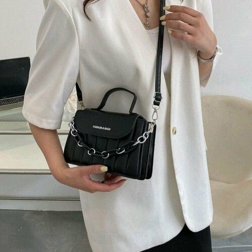 фото Сумка кросс-боди lero, фактура рельефная, черный