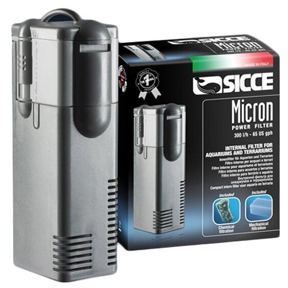 Внутренний фильтр Sicce MICRON POWER FILTER, 300 л/ч для аквариумов до 75 л. 42х48х135 мм. (23030)