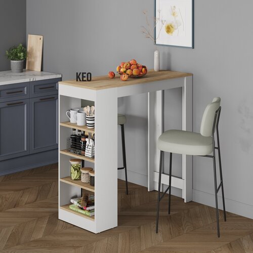 Стол барный КЕО СТМ-8 белый и дуб сонома 110х44.6х106.4 см