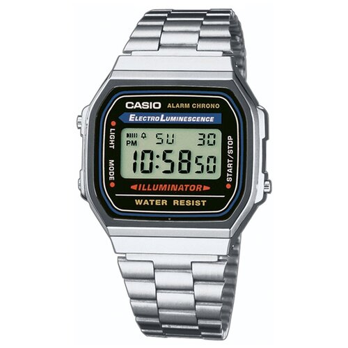 Наручные часы CASIO Vintage A168WA-1WDF, черный, серебряный